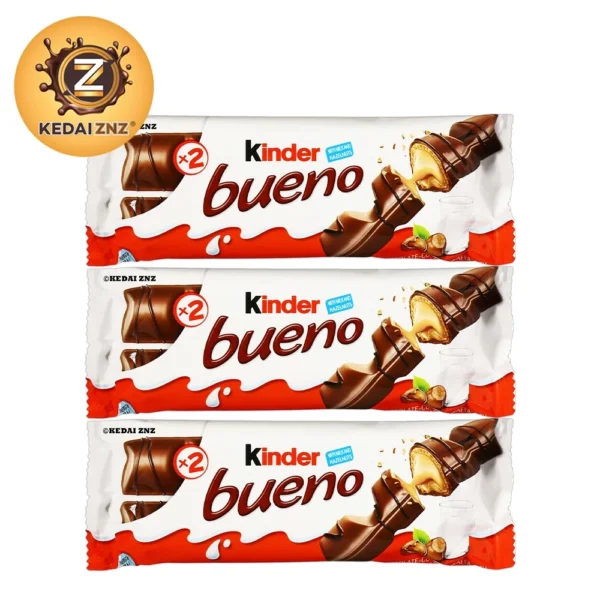 Chocolate Kinder Bueno Milk Chocolate Covered Wafer With Smooth Milky and Hazelnut Filling 43g Coklat